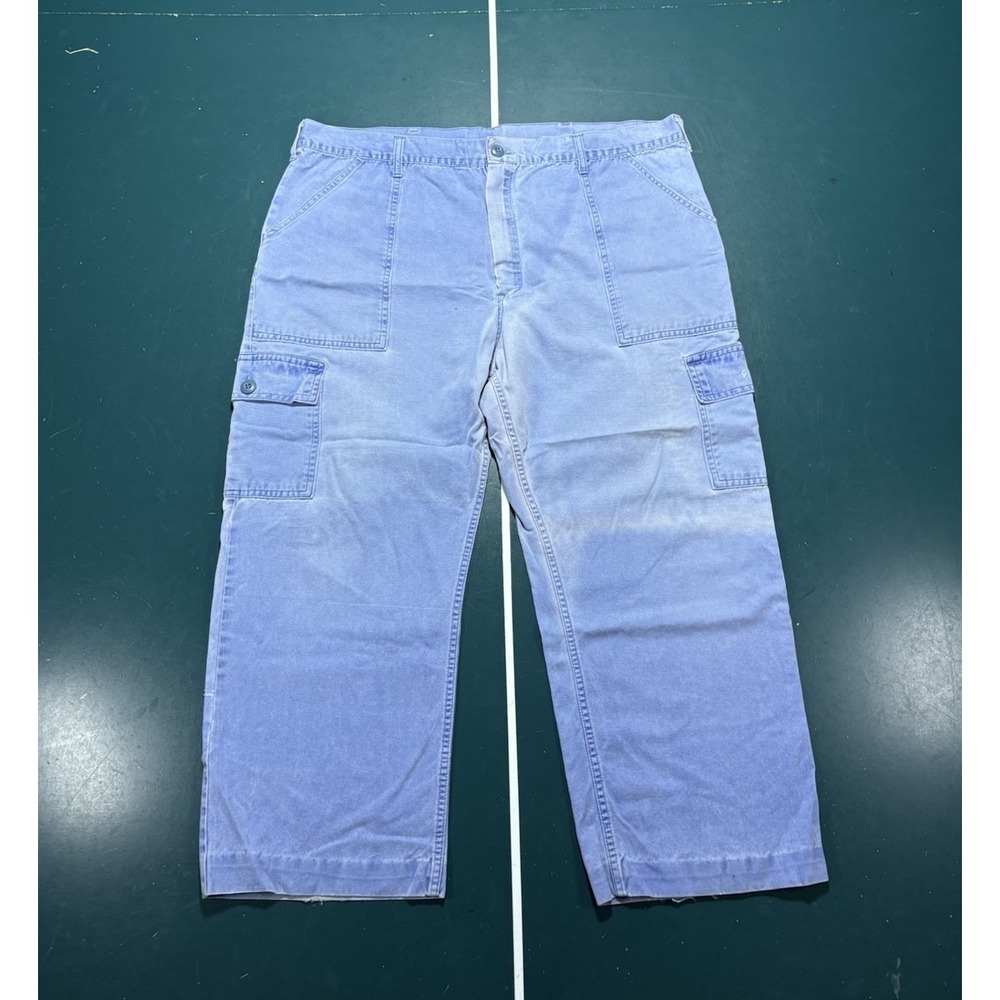 Vintage 60s French Chore Work Pants Men's 40x27 Faded Blue Talon Zipper Rare